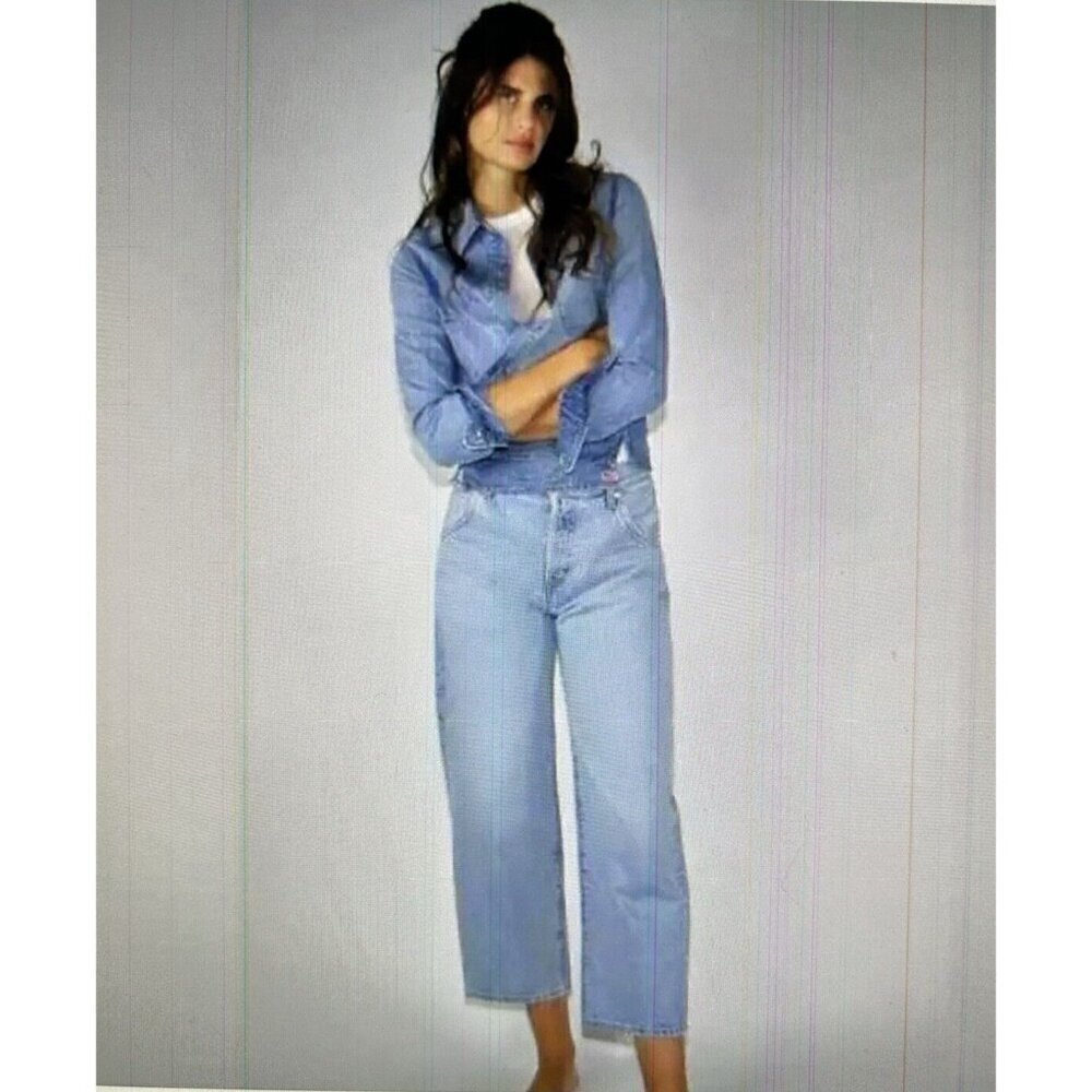 Daily Blue Mantra Jeans Wide Barrel Leg Button Fly High Rise in Lake Blue Sz 31